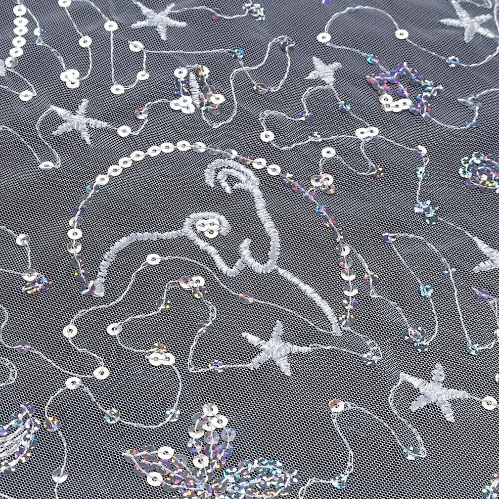 Women's Silver Sequin Mesh Wrap Scarf Shawl Evening Party Wrap 80 Characters - Picture 9 of 9